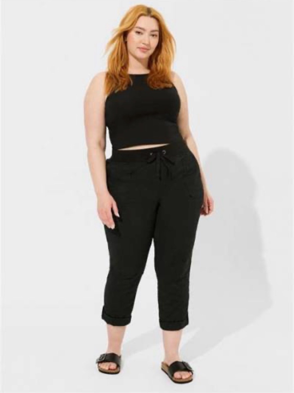 TORRID PULL-ON CONVERTIBLE POPLIN PANT, CARGO, BLACK, SIZE 18/20 2X, NWT